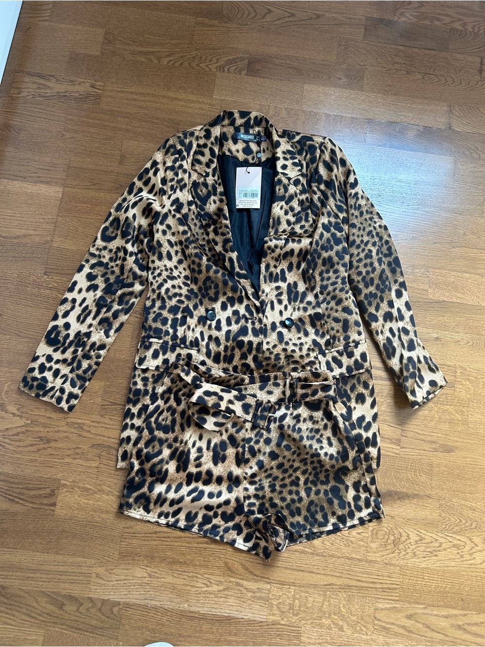 Leopard Print Satin Set - Brown/Black